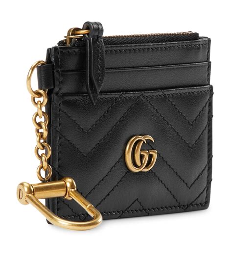 Womens Gucci black Leather GG Marmont Card Holder 